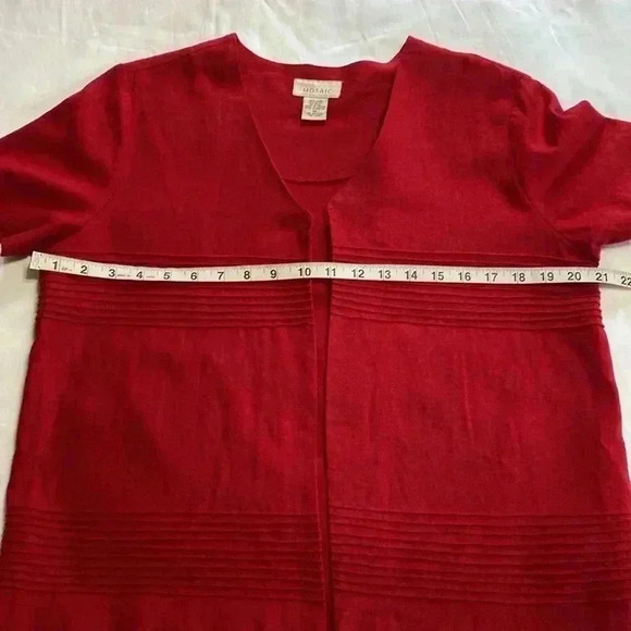 Mosaic Linen Blend Plus Size 14 Red Short Open Front Jacket with Short Sleeves. - Picture 6 of 8